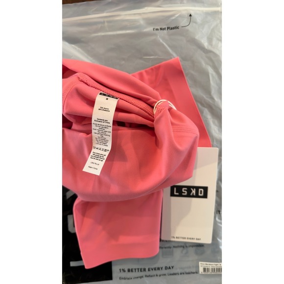LSKD Elixir Mid Tights High Waist 6 inch Pink Lemonade Women's Small, NWT, NEW - Picture 6 of 11